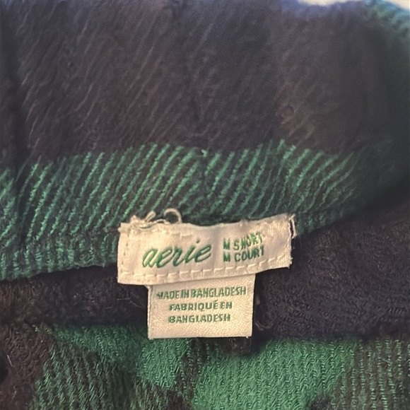 AERIE | Green Blue Plaid Flannel Boyfriend Button Top & Jogger set | Sz Medium - Picture 10 of 10